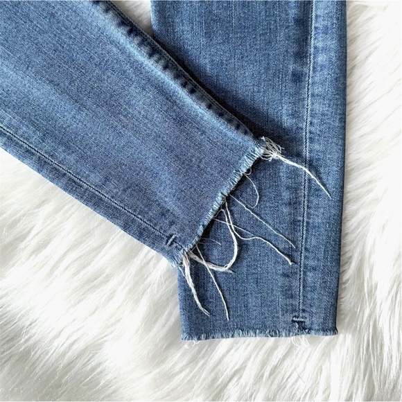 Hudson Fringe Hem Mid Rise Medium Wash Ankle Cropped Super Skinny Jeans Size 25 - Picture 3 of 12